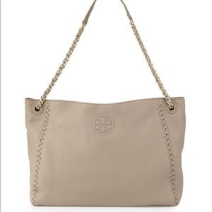 Tory Burch Marion Chain-Strap Slouchy Tote Bag, French Gray